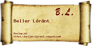 Beller Lóránt névjegykártya